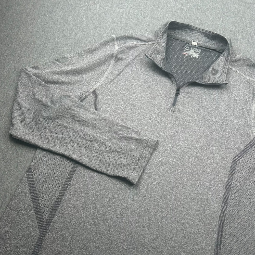 Under Armour Heatgear Fitted Long Sleeve 1/4 Zip Mens 2XL Gray Athletic Active